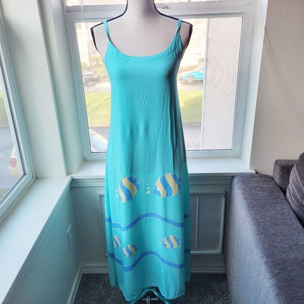 Vintage 1990's Tropical Maxi Dress | M